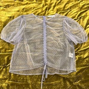 Free People/Soonsu Sheer lilac top with draw string front and zipper back (s)